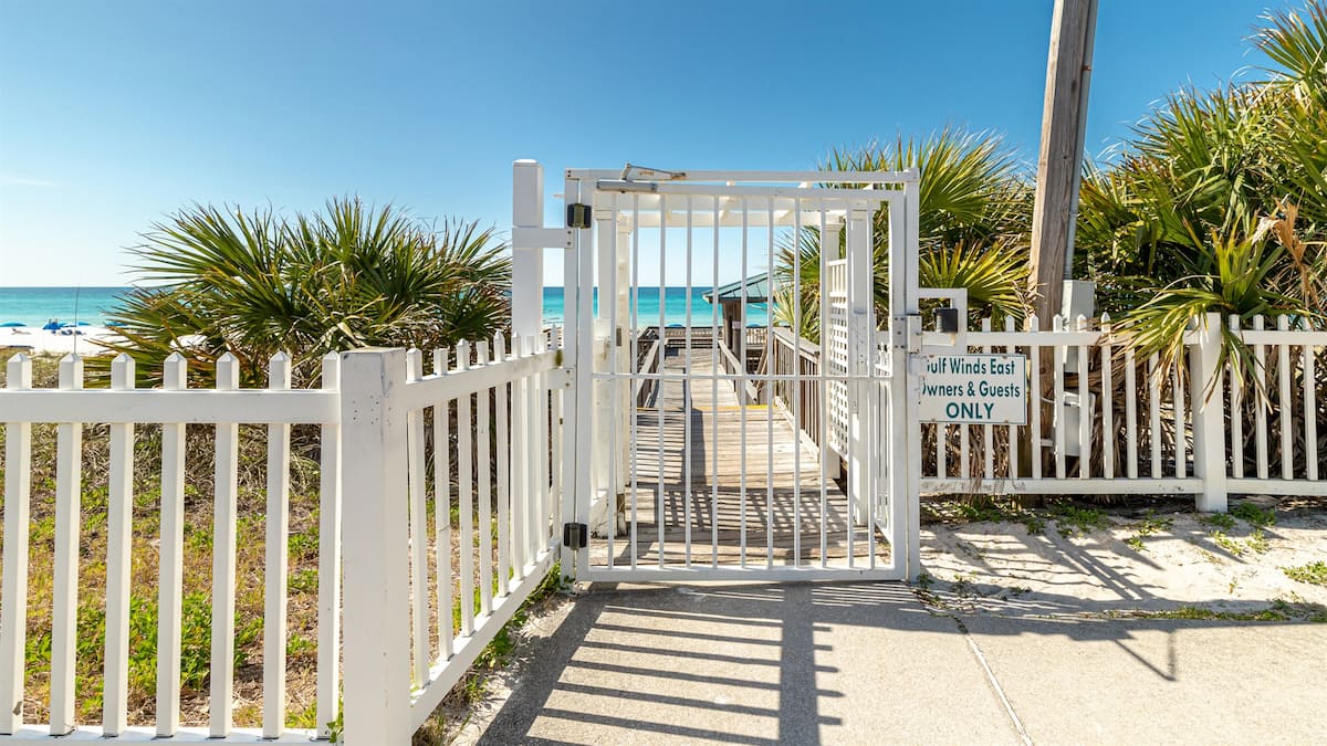 Gulf Winds East gate marked Owners and Guests Only